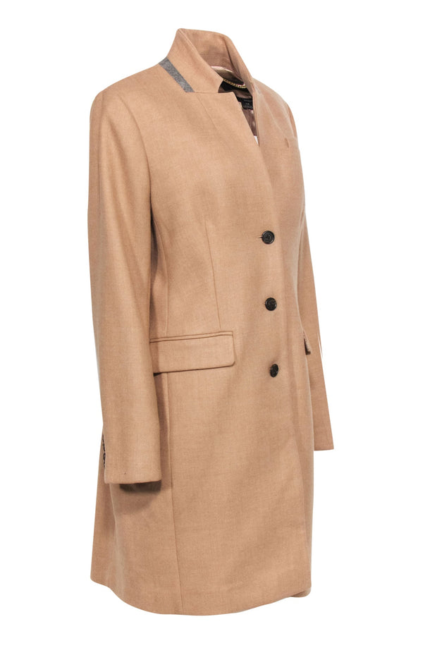 Current Boutique-J.Crew - Beige Button-Up Wool Coat Sz 14