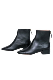 Current Boutique-J.Crew - Black Leather Almond Toe Chelsea Heel Booties Sz 8