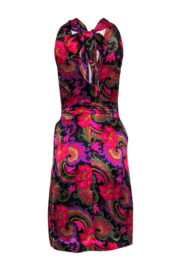 Current Boutique-J.Crew - Black & Multicolor Paisley Print Satin Dress Sz 0
