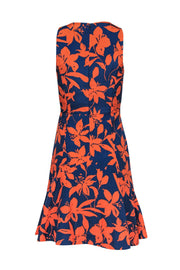 Current Boutique-J.Crew - Blue & Orange Floral Print Fit & Flare Dress Sz 00