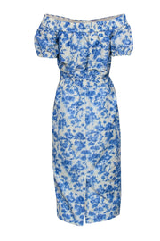 Current Boutique-J.Crew - Blue & White Watercolor Print Off-the-Shoulder Midi Dress Sz 0