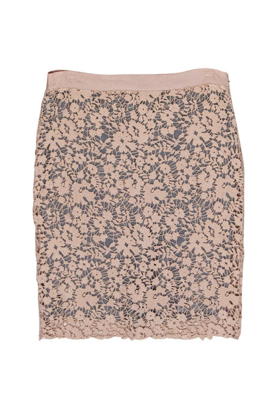 Current Boutique-J.Crew - Blush Pink Wool Lace Overlay Skirt Sz 4