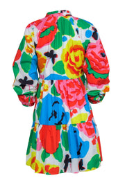 Current Boutique-J.Crew - Bright Rainbow Printed Floral & Butterfly Cotton Babydoll Dress Sz S