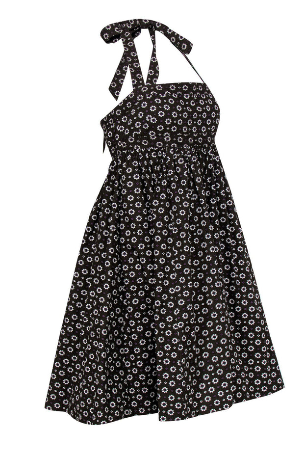 Current Boutique-J.Crew - Brown Floral Print Halter Top A-Line Dress Sz 6