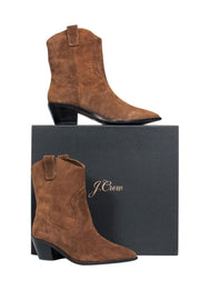 Current Boutique-J.Crew - Brown Suede Western-Style Heeled Booties Sz 7.5