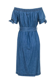 Current Boutique-J.Crew - Chambray Off-the-Shoulder Midi Dress w/ Tie Waist & Short Sleeves Sz 10
