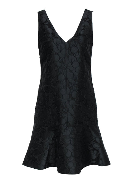 Current Boutique-J.Crew Collection - Black Floral Embroidered Sleeveless Dress w/ Flounce Sz 6