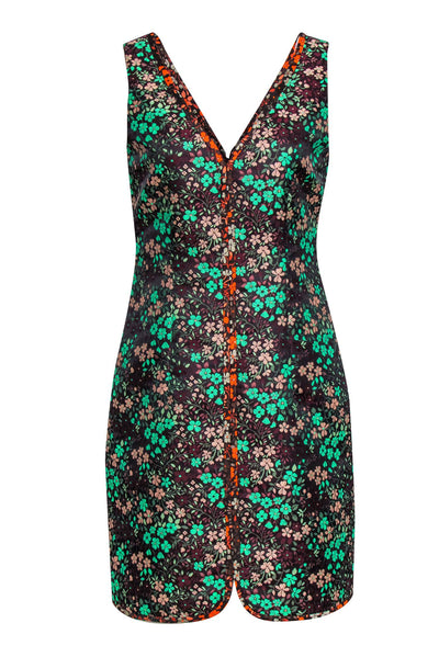 Current Boutique-J.Crew Collection - Brown Floral Print Sleeveless Sheath Dress Sz 6