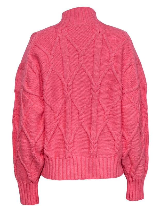 Current Boutique-J.Crew Collection - Bubblegum Pink Cable Knit Chunky Mock Turtleneck Sweater Sz XXL