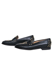 Current Boutique-J.Crew Collection - Dark Navy Leather Studded Penny Loafers Sz 8