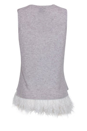 Current Boutique-J.Crew Collection - Grey Cashmere Sweater Vest w/ Feather Trim Sz M