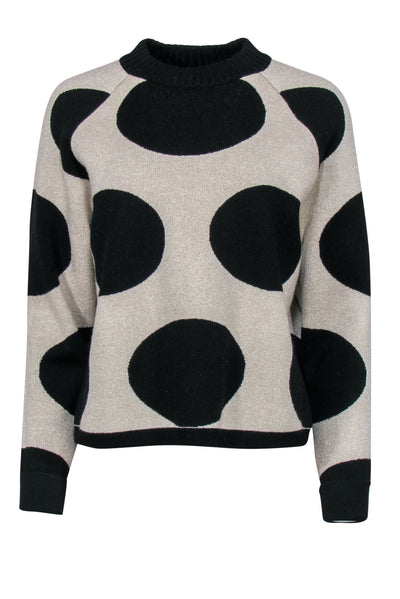 Current Boutique-J.Crew Collection - Ivory & Black Sparkly Dot Print Merino Wool Blend Sweater Sz S