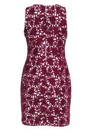 Current Boutique-J.Crew Collection - Ivory & Burgundy Floral Embroidered Overlay Sheath Dress Sz 6