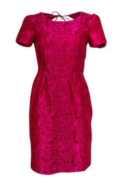 Current Boutique-J.Crew Collection - Metallic Magenta Floral Sheath Dress Sz 0