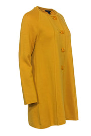 Current Boutique-J.Crew Collection - Mustard Knit Longline Button-Up Wool Cardigan Sz M
