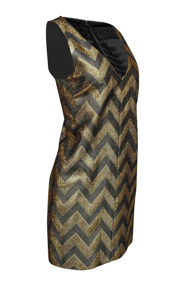 Current Boutique-J.Crew Collection - Navy & Gold Chevron Shift Dress Sz 8