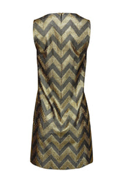 Current Boutique-J.Crew Collection - Navy & Gold Chevron Shift Dress Sz 8