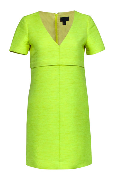 Current Boutique-J.Crew Collection - Neon Yellow Short Sleeve V-Neck Dress Sz 2