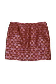 Current Boutique-J.Crew Collection - Orange & Pink Metallic Printed Pencil Skirt Sz 2