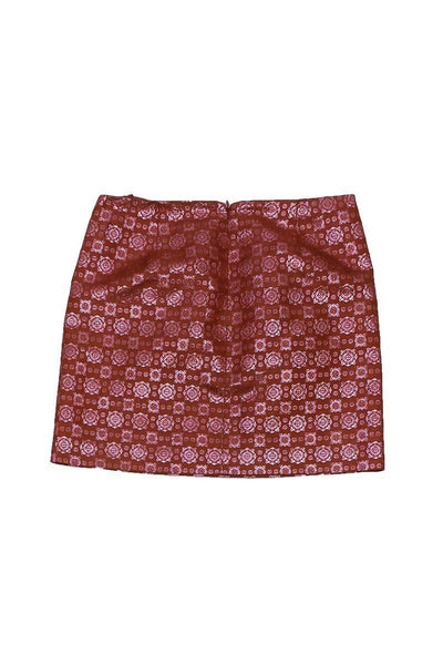 Current Boutique-J.Crew Collection - Orange & Pink Metallic Printed Pencil Skirt Sz 2