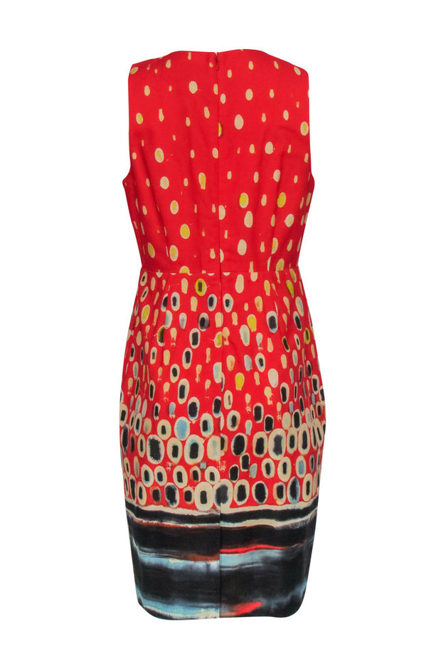 Current Boutique-J.Crew Collection - Red & Multicolored Abstract Print Sleeveless Sheath Dress Sz 10
