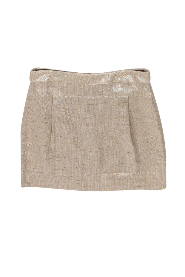 Current Boutique-J.Crew Collection - Tan & Gold Tweed Miniskirt Sz 6
