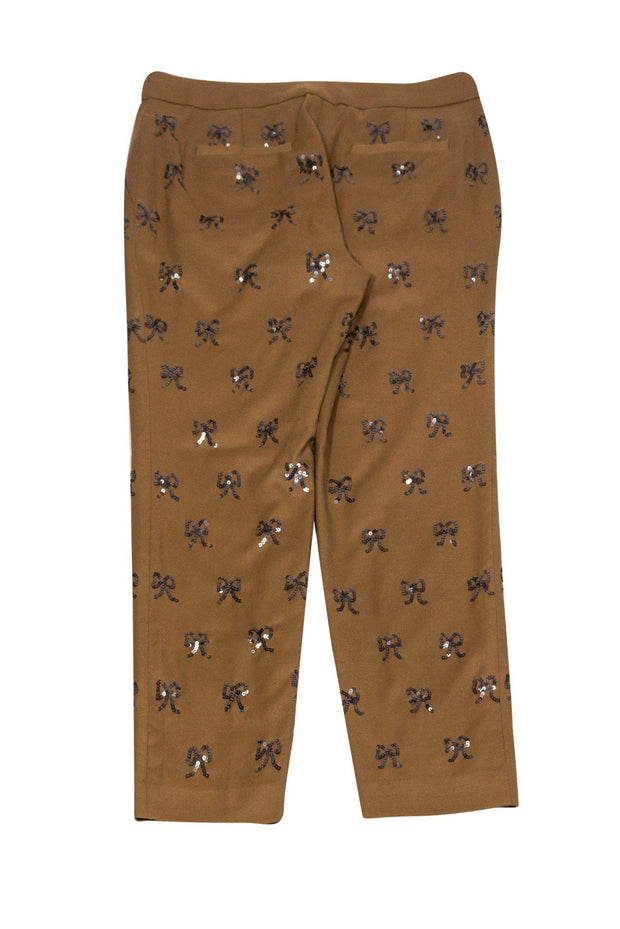 Current Boutique-J.Crew Collection - Tan Trousers w/ Sequin Bows Sz 2