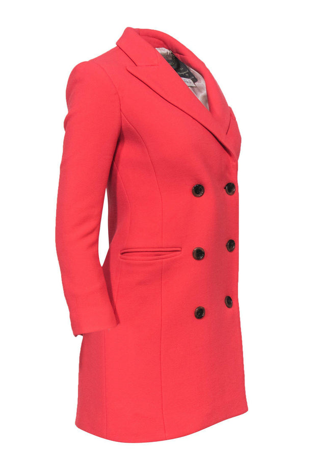 Current Boutique-J.Crew - Coral Wool Blend Double Breasted Longline Coat Sz 00