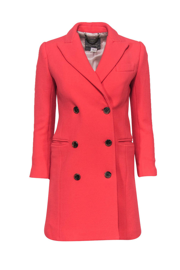 Current Boutique-J.Crew - Coral Wool Blend Double Breasted Longline Coat Sz 00