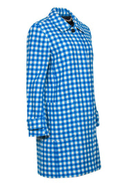 Current Boutique-J.Crew – Cyan Blue & White Checkered Plaid Wool Coat Sz 10