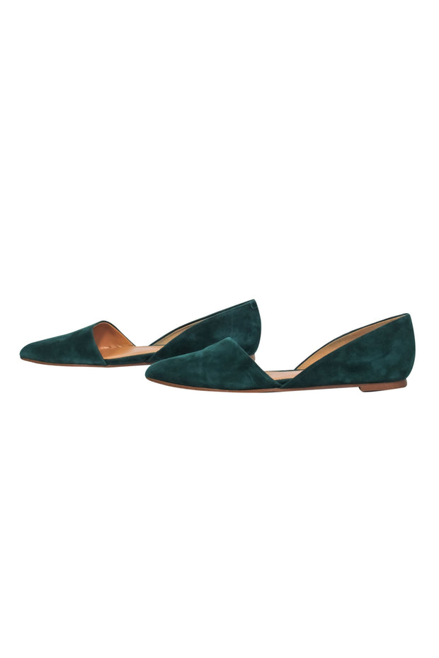 Current Boutique-J.Crew - Emerald Green Suede Cutout Pointed Toe Flats Sz 6.5