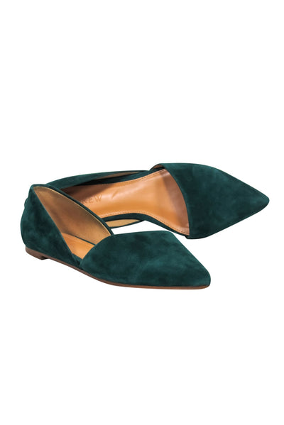 Current Boutique-J.Crew - Emerald Green Suede Cutout Pointed Toe Flats Sz 6.5