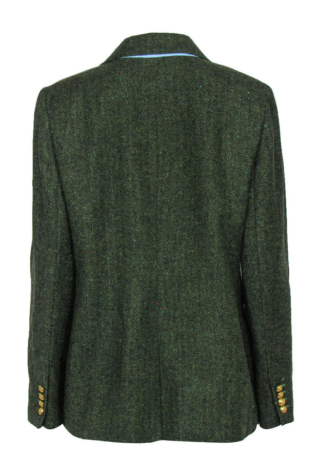 Current Boutique-J.Crew - Forest Green Herringbone Wool Double Breasted Jacket Sz 12