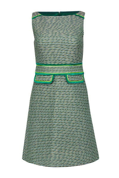 Current Boutique-J.Crew - Green Woven Tweed A-Line Dress w/ Fringe Sz 0