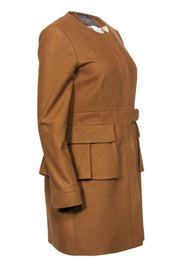 Current Boutique-J.Crew - Light Brown Wool Blend Overcoat w/ Peplum Sz 6