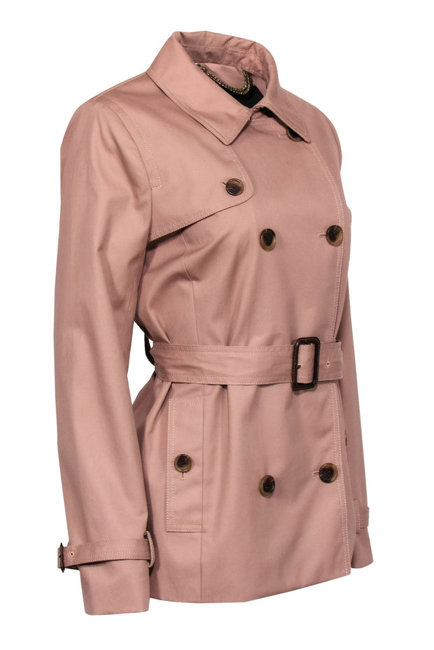 Current Boutique-J.Crew - Mauve Double Breasted Button-Up Belted Trench Coat Sz 10