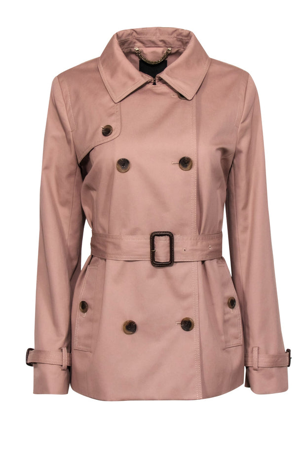 Current Boutique-J.Crew - Mauve Double Breasted Button-Up Belted Trench Coat Sz 10