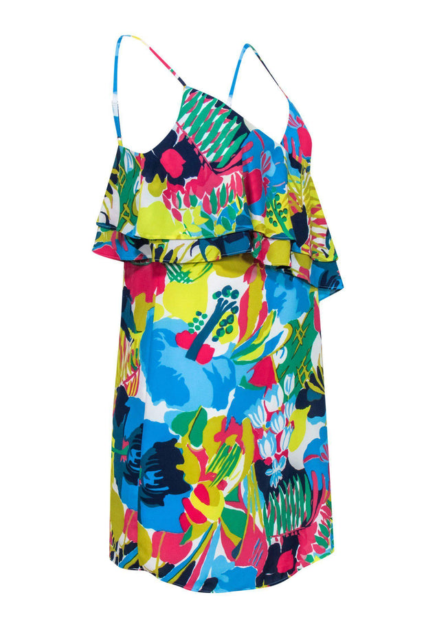 Current Boutique-J.Crew - Multicolored Printed Ruffle Sleeveless Shift Dress Sz 0