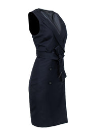 Current Boutique-J.Crew - Navy Double Breasted Wool Blazer-Style Wrap Dress Sz 10