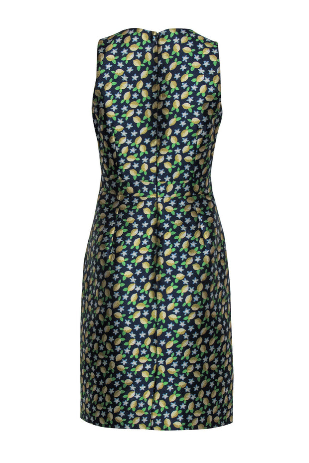 Current Boutique-J.Crew - Navy Lemon Patterned Sheath Dress Sz 0