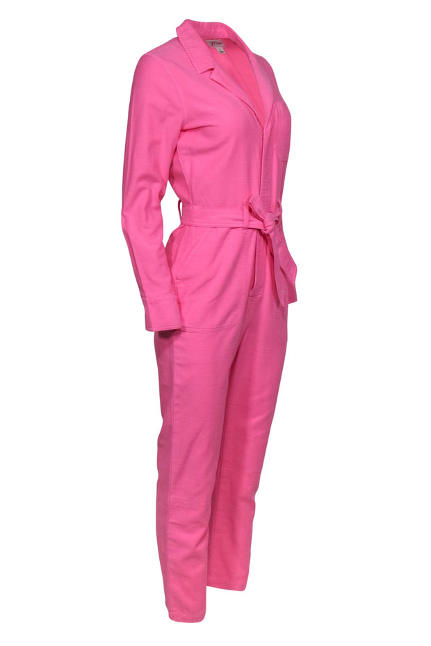 Current Boutique-J.Crew - Neon Pink Coverall Cotton Pilot Jumpsuit w/ Belt Sz 2