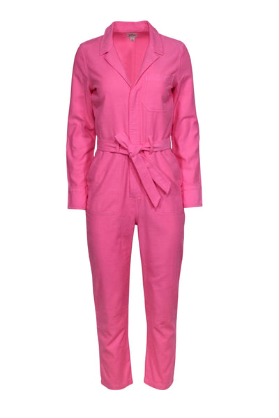 Current Boutique-J.Crew - Neon Pink Coverall Cotton Pilot Jumpsuit w/ Belt Sz 2