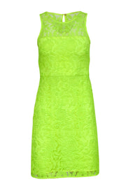 Current Boutique-J.Crew - Neon Yellow Floral Lace Sleeveless Sheath Dress Sz 00