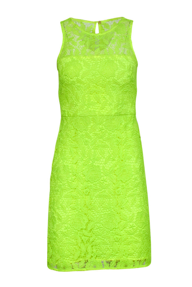 J.Crew - Neon Yellow Floral Lace Sleeveless Sheath Dress Sz 00 – Current  Boutique