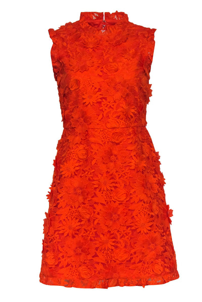 Current Boutique-J.Crew - Orange Sleeveless Dress w/ Floral Embroidery & Appliques Sz 6