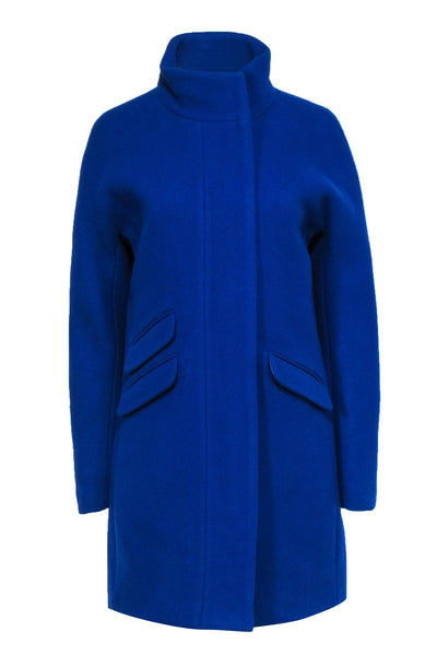 Current Boutique-J.Crew - Royal Blue Zipper Front Wool Coat Sz 8