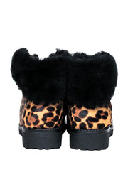 Current Boutique-J.Crew - Tan & Black Leopard Print Calf Hair Combat Boots w/ Shearling Trim Sz 9