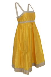 Current Boutique-J.Crew - Yellow Empire Waist Dress w/ Linen Trim Sz 6