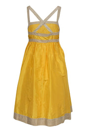 Current Boutique-J.Crew - Yellow Empire Waist Dress w/ Linen Trim Sz 6