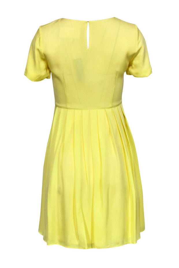 Current Boutique-J.Crew - Yellow Short Sleeve Pleated A-Line Dress Sz 0